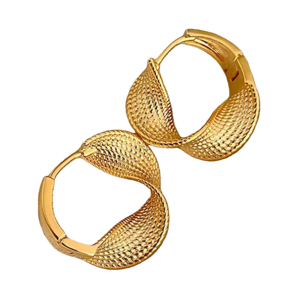 Golden texture earrings, fashionable and simple, metallic texture earrings, feminine charm, versatile and trendy accessory gifts Item Picture