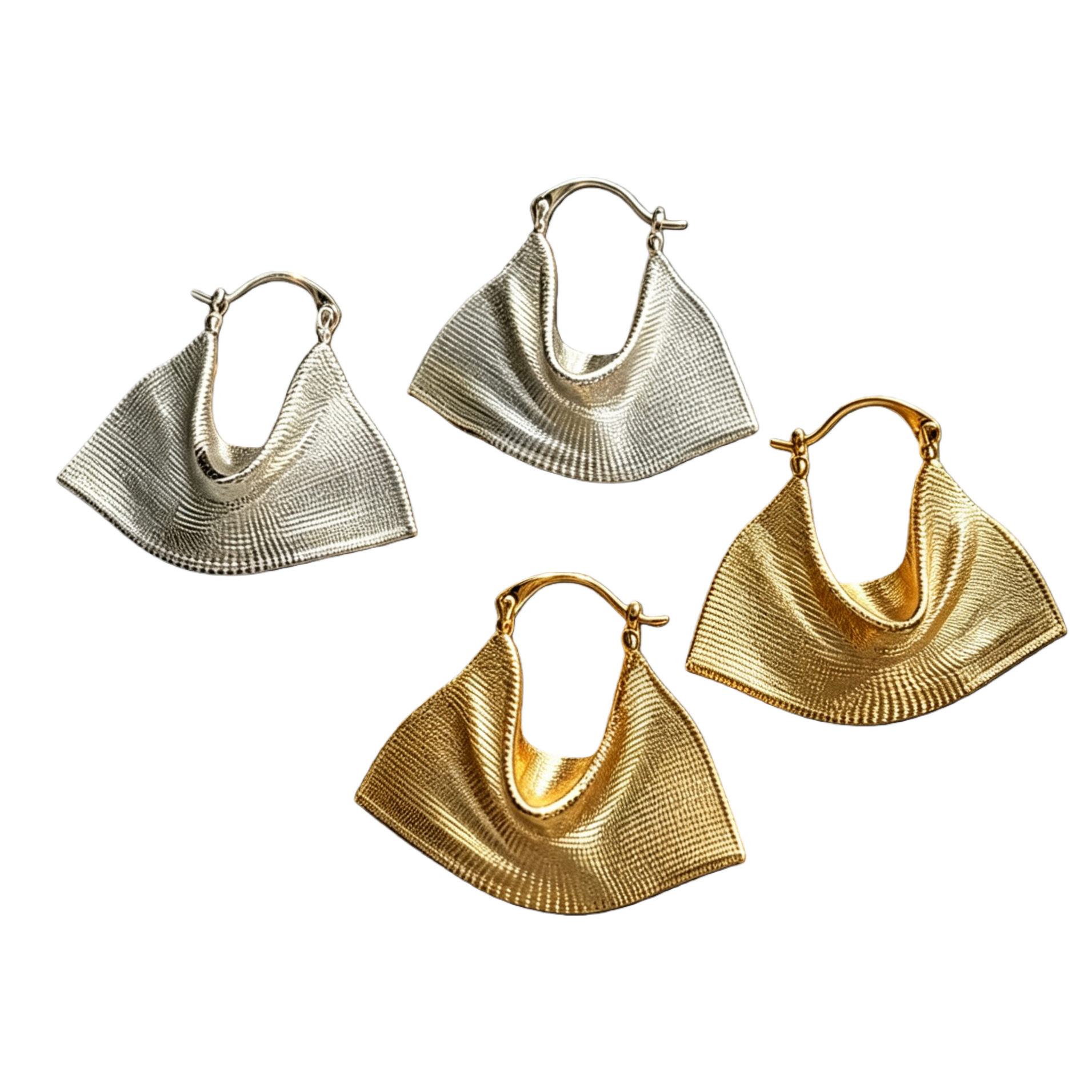 Fashionable gold and silver textured earrings are simple, versatile, elegant and stylish. They are trendy accessories for women Item Picture