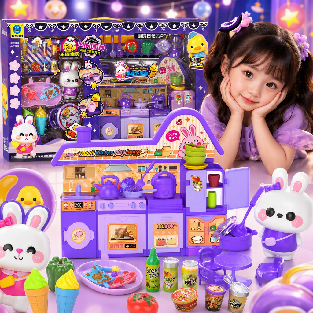 Divertido juego de juguetes de cocina púrpura cocina infantil simulación utensilios de cocina suministros de cocina juegos de juguetes educativos para niños Specification image