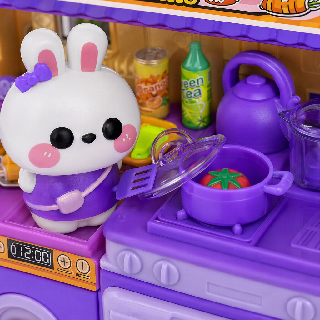 Divertido juego de juguetes de cocina púrpura cocina infantil simulación utensilios de cocina suministros de cocina juegos de juguetes educativos para niños Application Scenario