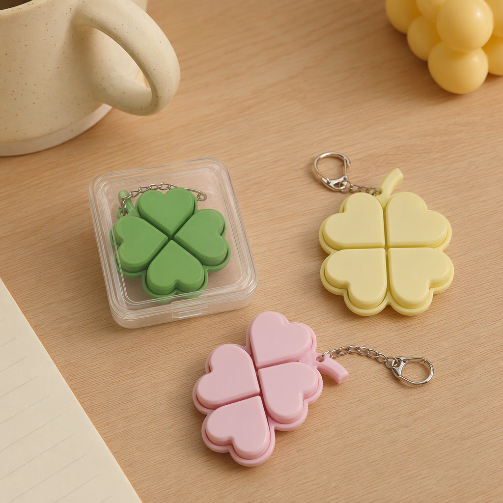 Lucky four-leaf clover-shaped keychain, personalized and creative key chain pendant, simple and fashionable gift accessory details Picture