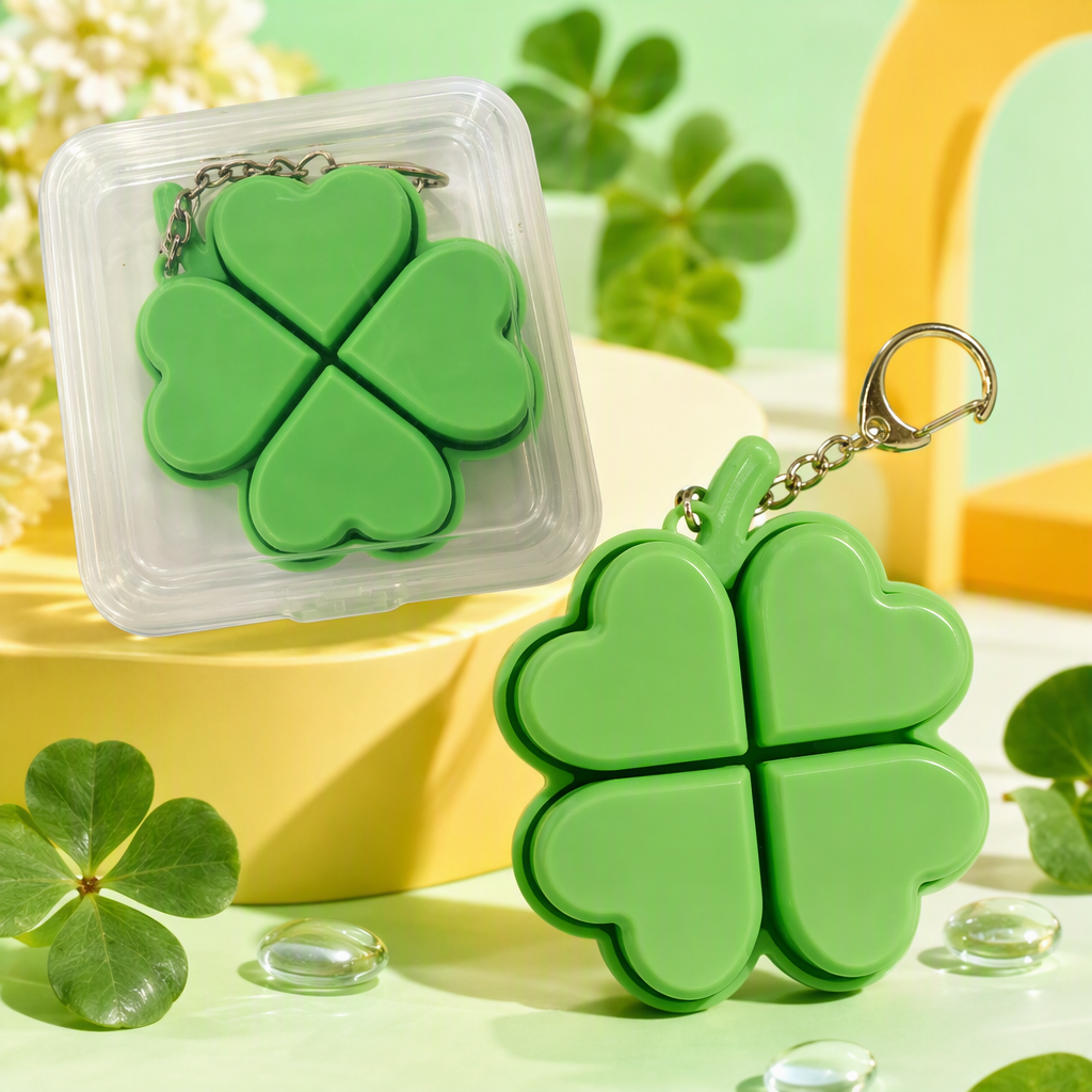 Lucky four-leaf clover-shaped keychain, personalized and creative key chain pendant, simple and fashionable gift accessory Specification image