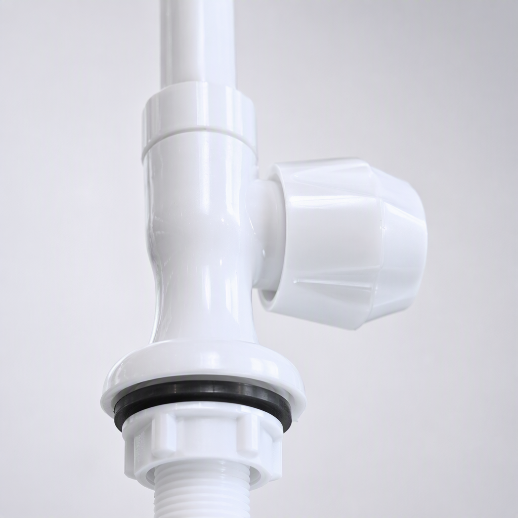 High-end white plastic faucet, a simple and durable household accessory for kitchens and bathrooms Application Scenario