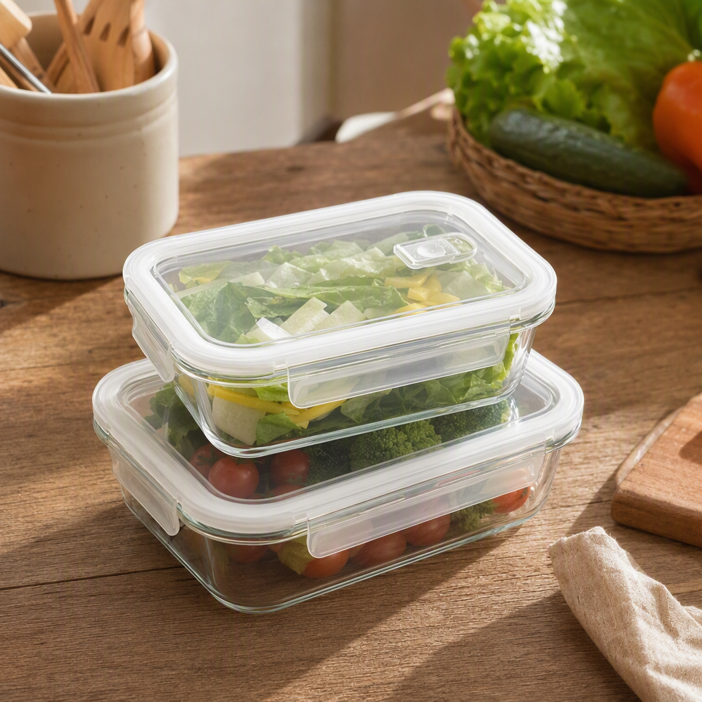 【CL】26Q3#6813 Square glass food storage container, 1040ml details Picture
