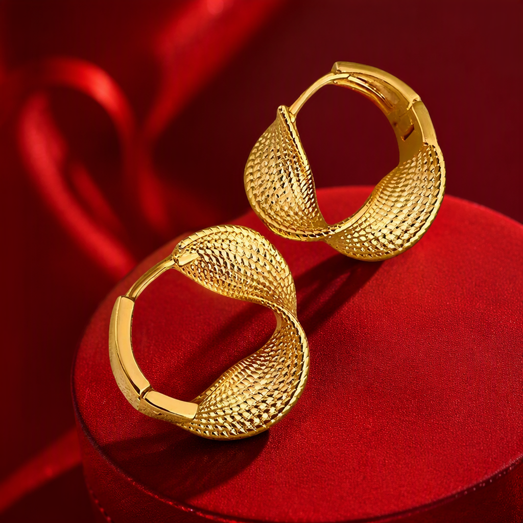 Golden texture earrings, fashionable and simple, metallic texture earrings, feminine charm, versatile and trendy accessory gifts Specification image