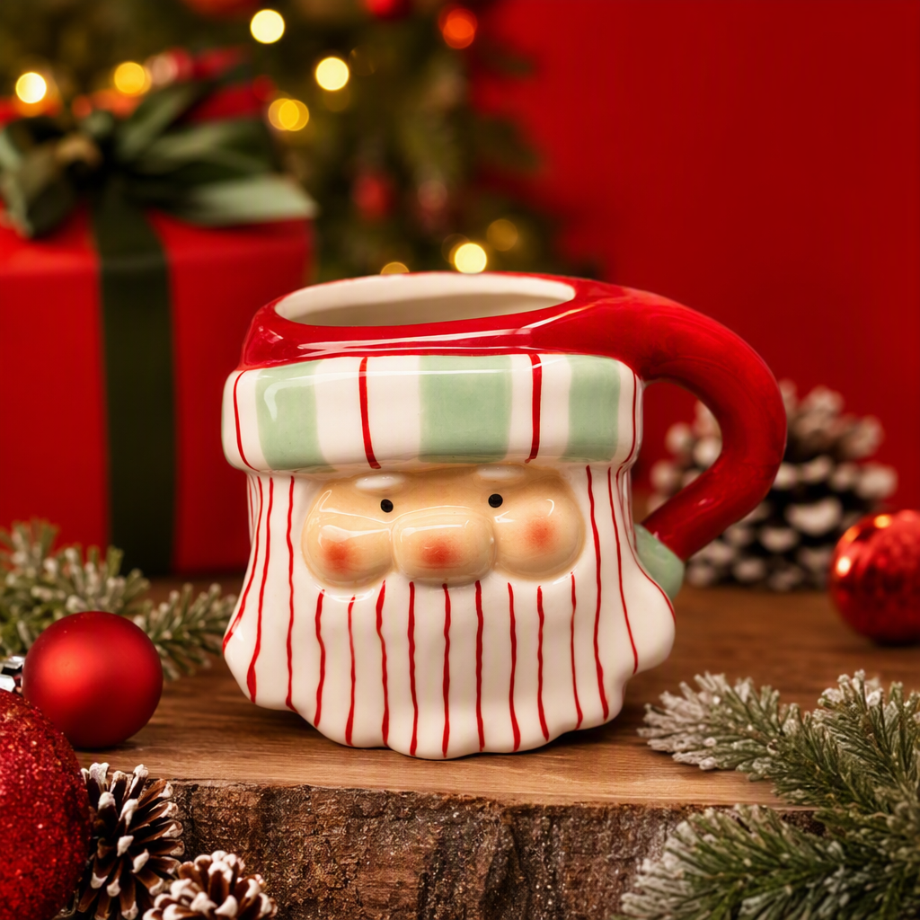 Christmas red elderly ceramic mug, creative and cute festival gift, home daily coffee cup Specification image