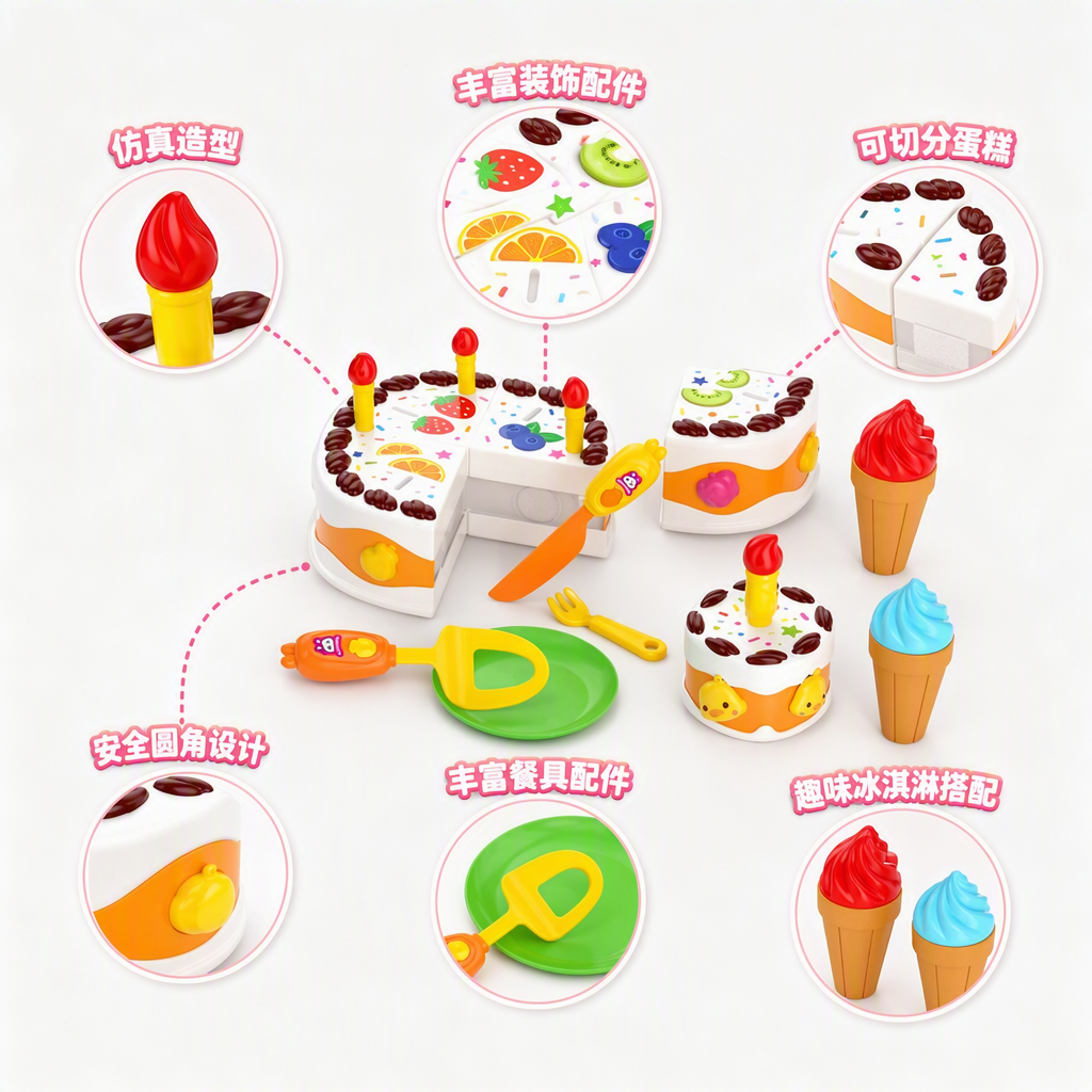 Pastel colorido juego de juguetes niños cocina simulación hornear divertido puzzle juguete regalo de cumpleaños