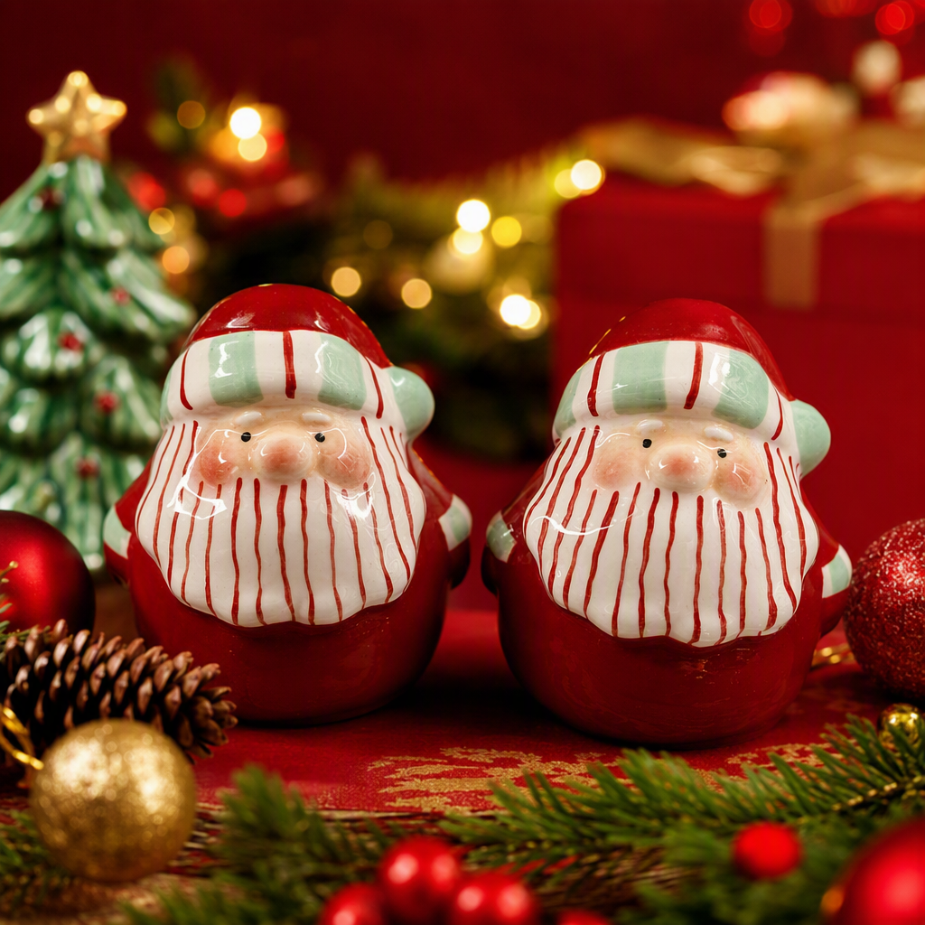 Decoración de navidad cerámica roja old man display casa de vacaciones regalo de navidad decoración set Specification image