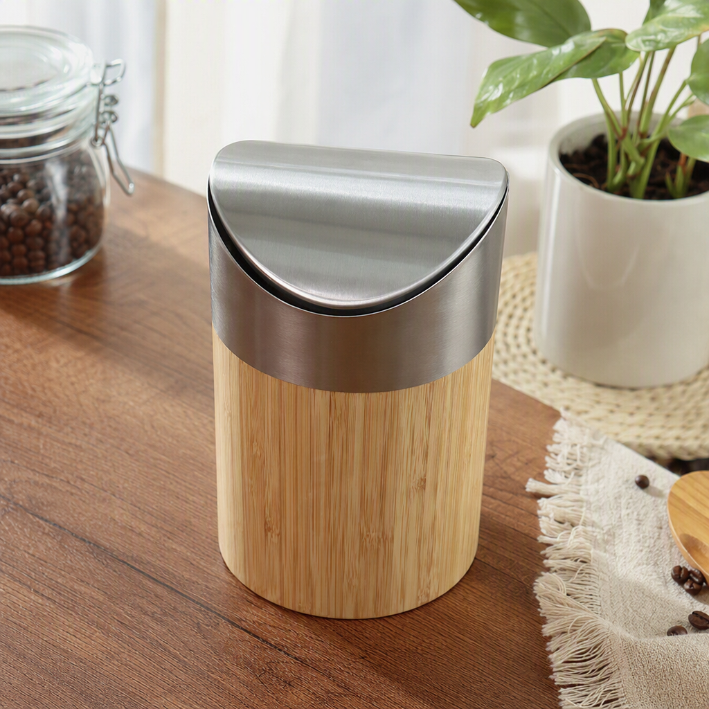 【 Jiehao Bamboo and Wood 】 Desk trash can, eco-friendly bamboo container, wooden packaging box, handcrafted storage box, gift packaging, simple and natural style details Picture