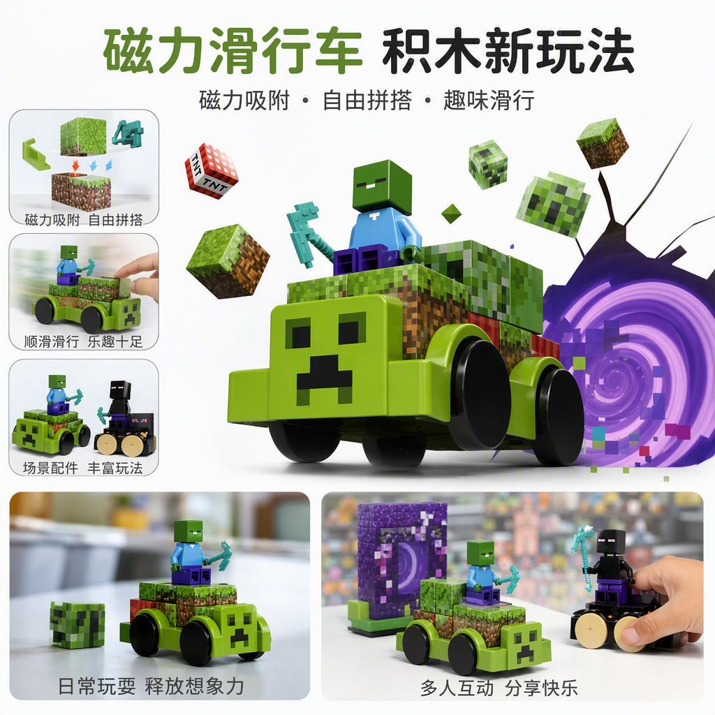 Puzzles para niños educación científica láminas magnéticas juguetes de construcción de conjuntos coloridos bloques de construcción creativos iluminación aprendizaje puzzle toy set details Picture