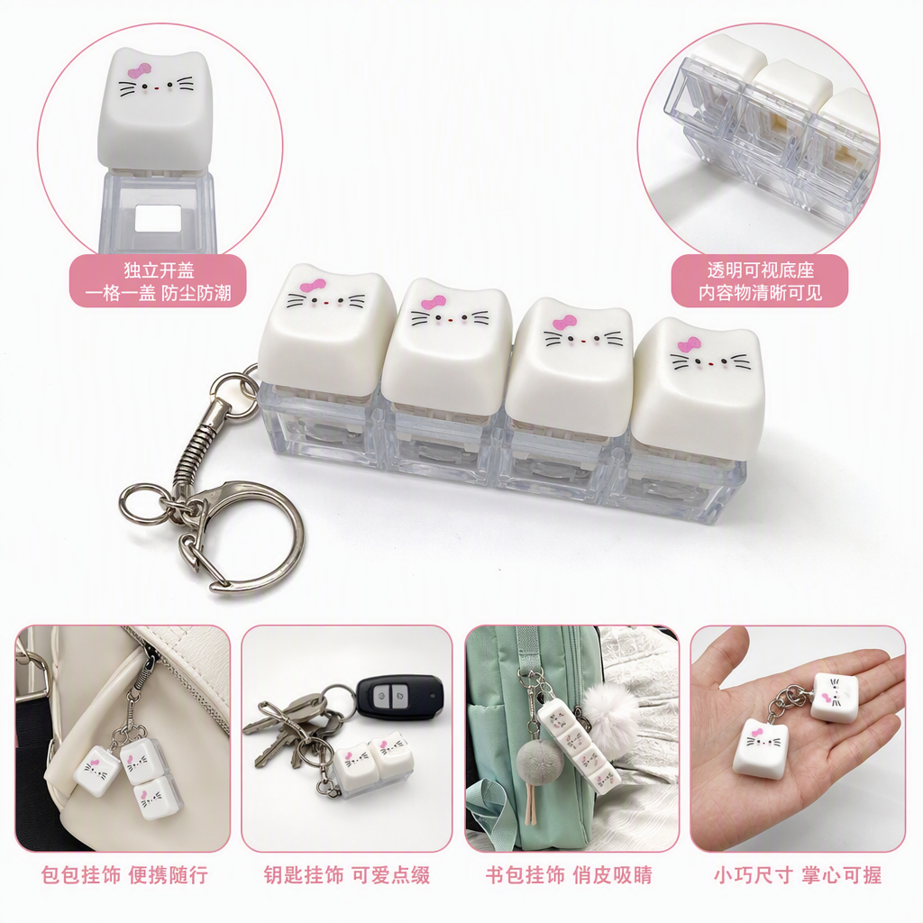 白色凯蒂猫钥匙扣钥匙链可爱卡通钥匙挂饰礼品装饰赠品儿童节礼物