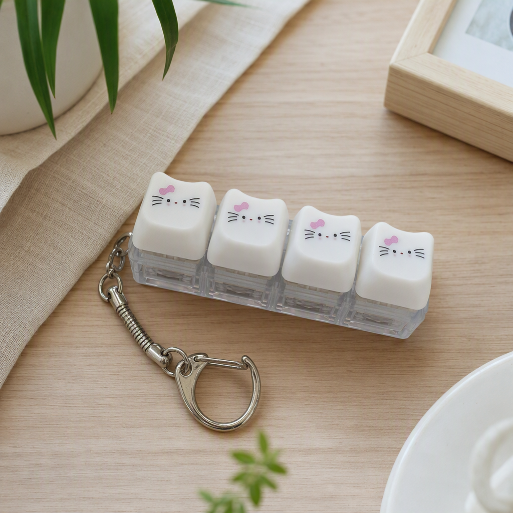 White Hello Kitty keychain, cute cartoon key pendant, gift decoration, and Children's Day present details Picture