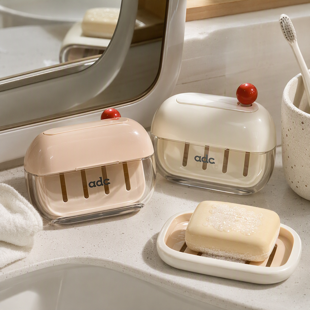 【CL】26Q3#6225 Small red Ball Flip-top draining soap box details Picture