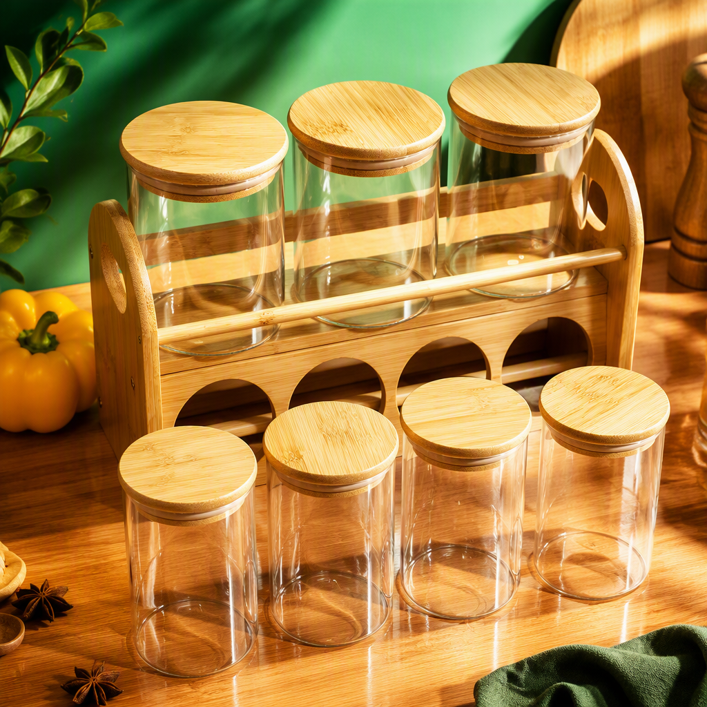 Multi-functional glass sealed jar, dust-proof storage jar, kitchenware organizing container, household storage jar Application Scenario
