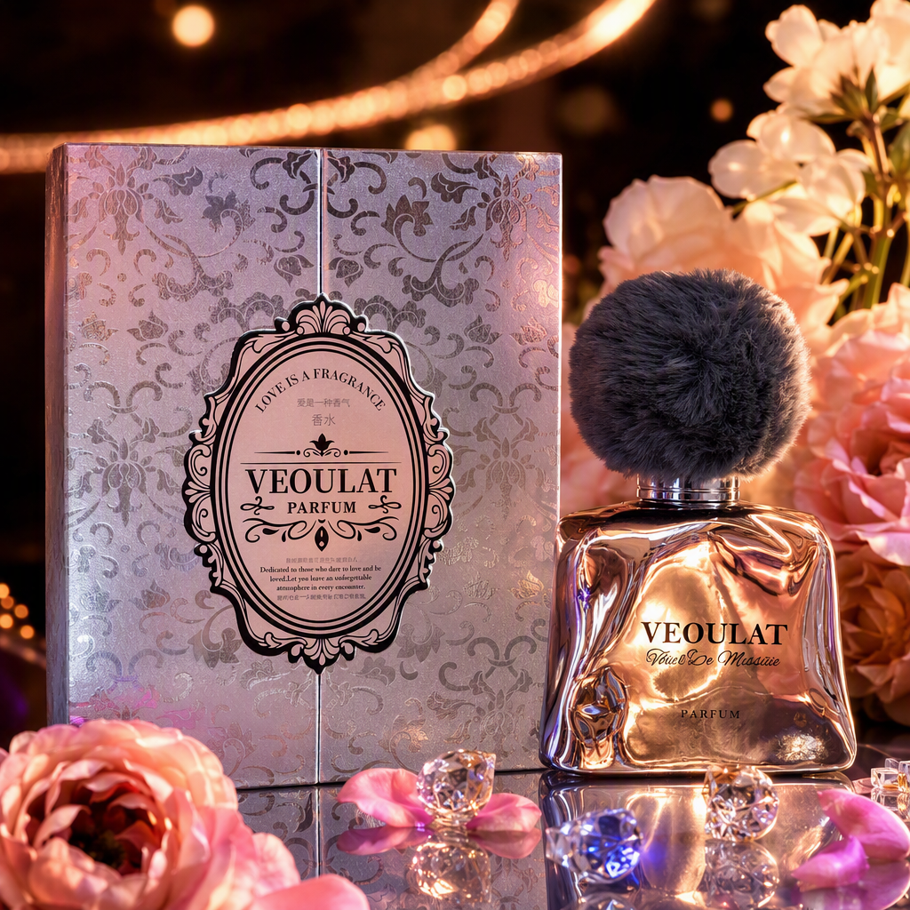 Rich Middle Eastern perfume for ladies, silver bottle, grey pom-pom cap, long-lasting fragrance, perfume experience Specification image