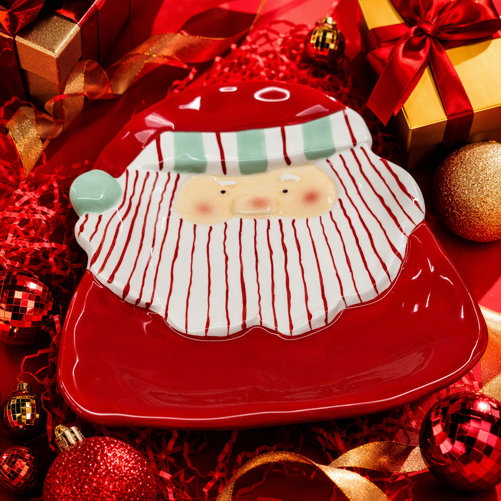 Red elderly ceramic plate for Christmas, creative home decoration, tableware, gifts and ornaments, Christmas presents Specification image