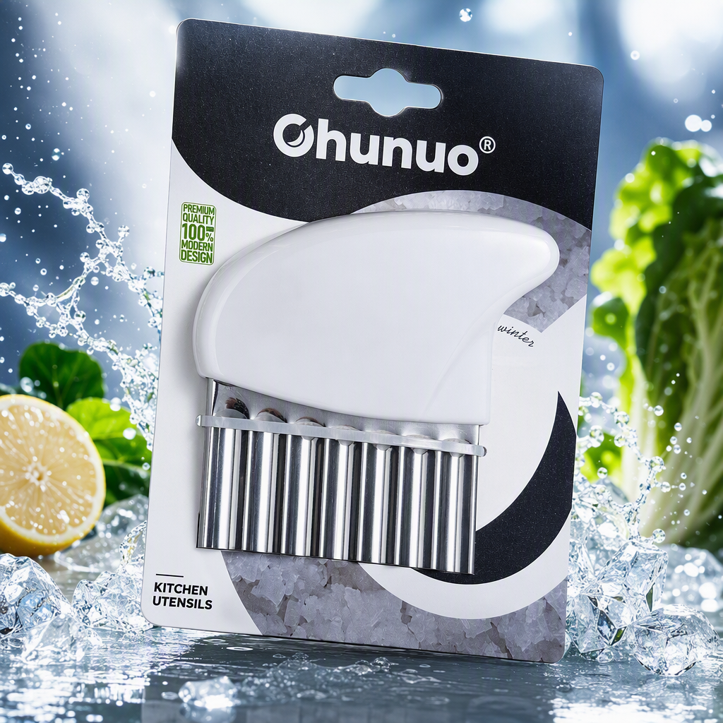 Multi-functional stainless steel wavy slicer, white handle kitchen tool, blade thin vegetable slicer Specification image
