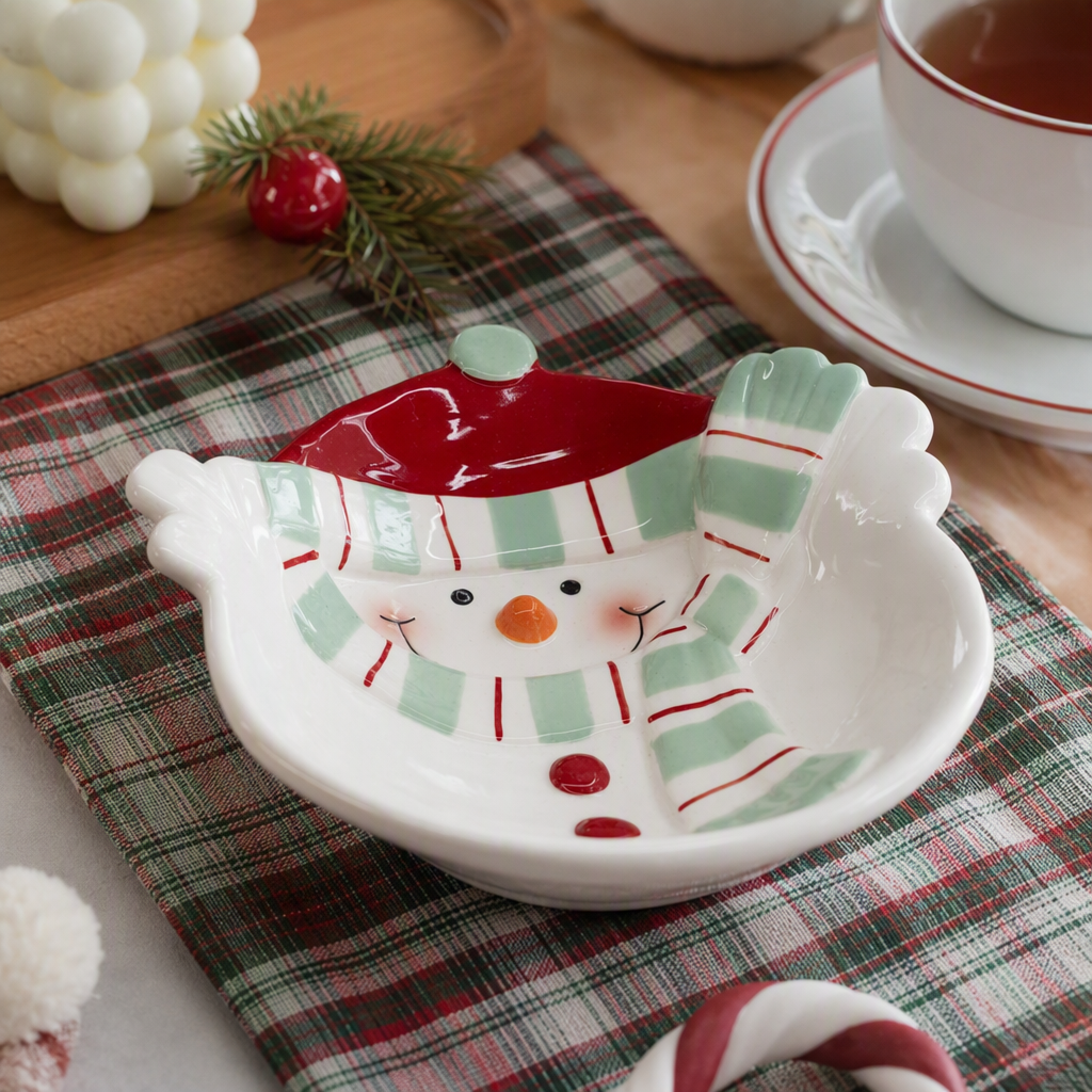 Blanco muñeco de nieve forma cerámica tazón pequeño cute creativo vajilla suministros de cocina hogar desayuno tazón de sopa regalo decoración details Picture