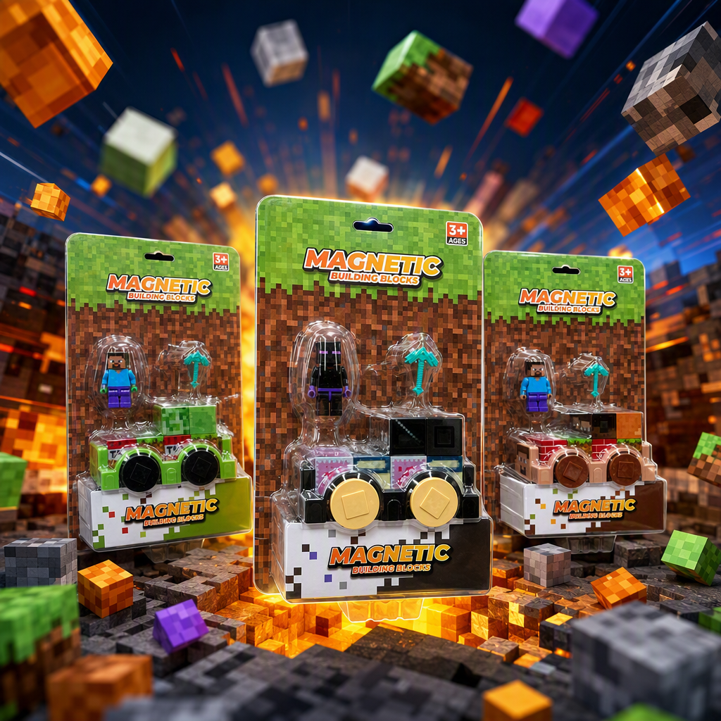 Niños magnetic cube assembly trolley toy man combo puzzle magnético succión bloques divertidos conjuntos modelo