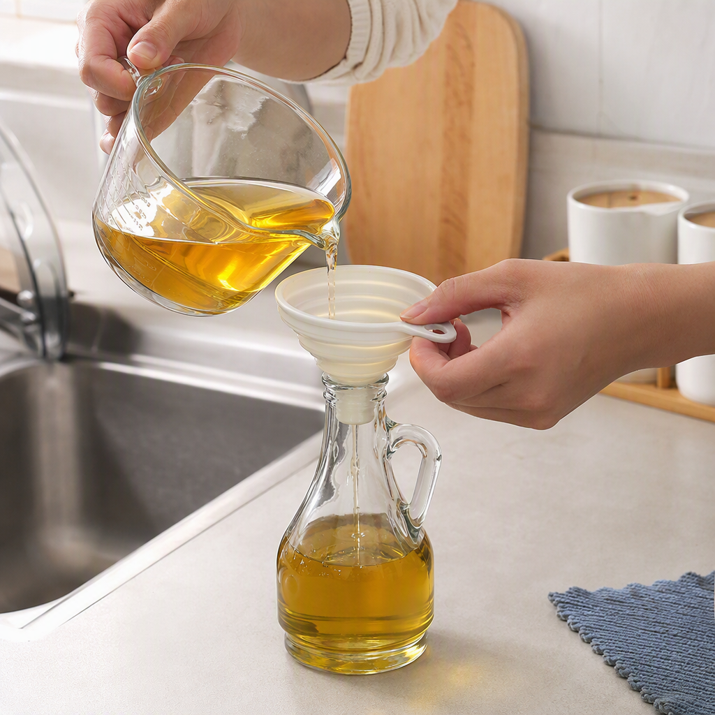 Multi-functional off-white silicone funnel set kitchenware, heat-resistant, durable, portable, easy to clean, household baking tool details Picture