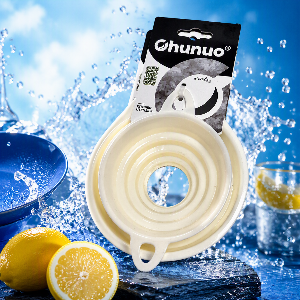 Multi-functional off-white silicone funnel set kitchenware, heat-resistant, durable, portable, easy to clean, household baking tool Specification image