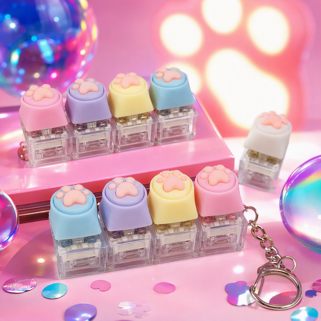 Colorful cat claw-shaped mechanical keyboard keycaps, dazzling and personalized, dust-proof and wear-resistant, with upgraded hand feel, are computer accessories Specification image