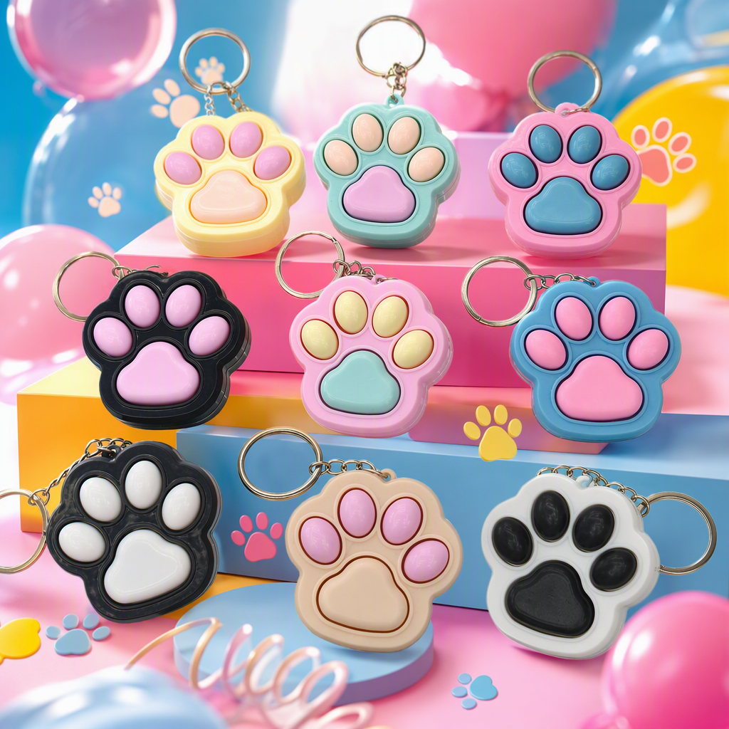 Colorful claw print-shaped press-release keychain, creative cartoon anti-pressure finger toy gift details Picture