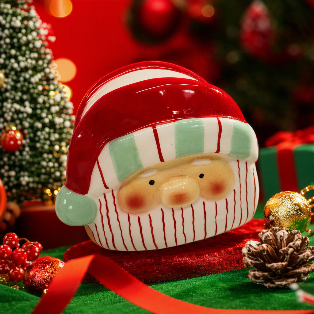 Christmas red elderly ceramic cup holder creative home decoration gift, Christmas present Specification image
