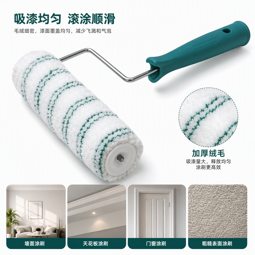 Roller brush double green strips handheld pintura doméstica pinceles de pintura herramientas roller brush