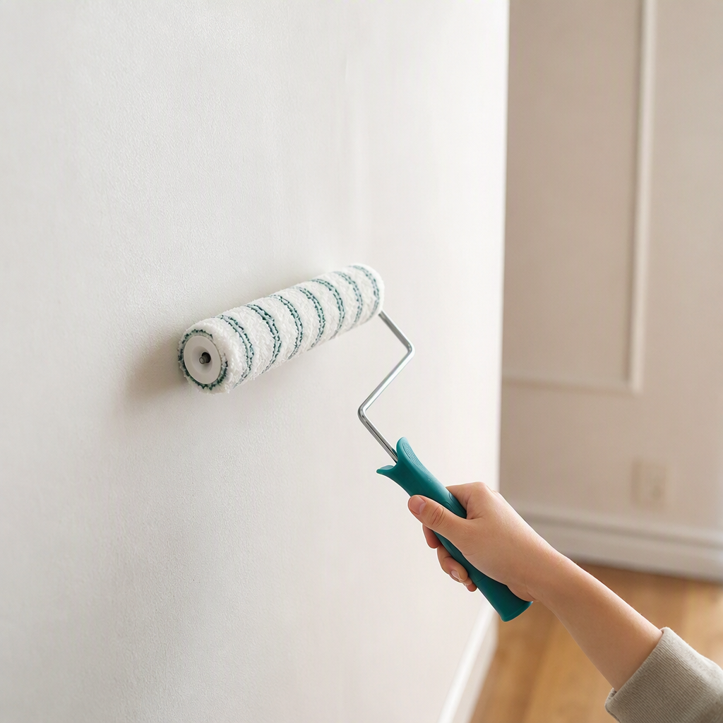 Roller brush double green strips handheld pintura doméstica pinceles de pintura herramientas roller brush details Picture
