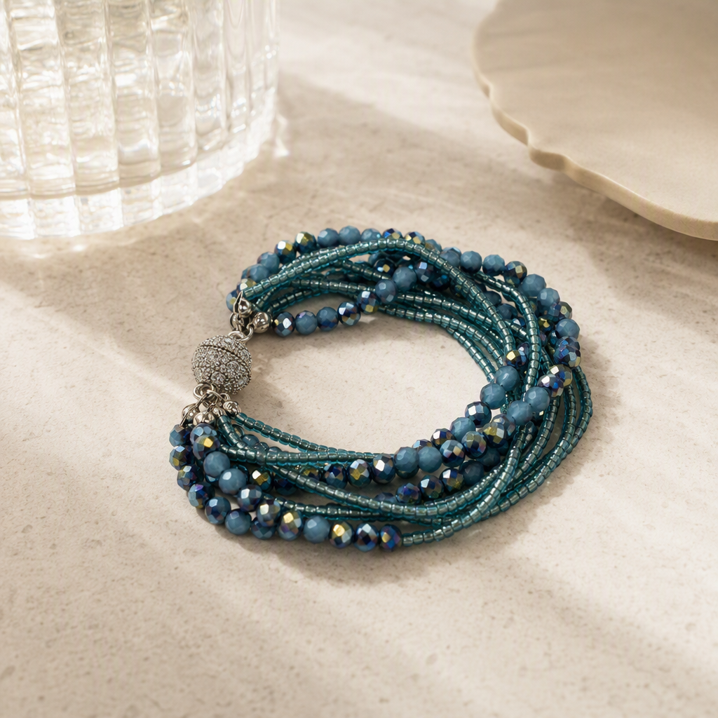 Moda multicapa pulsera de cuentas tendencia versátil azul mano simple personalidad mujer pulsera accesorios regalos details Picture