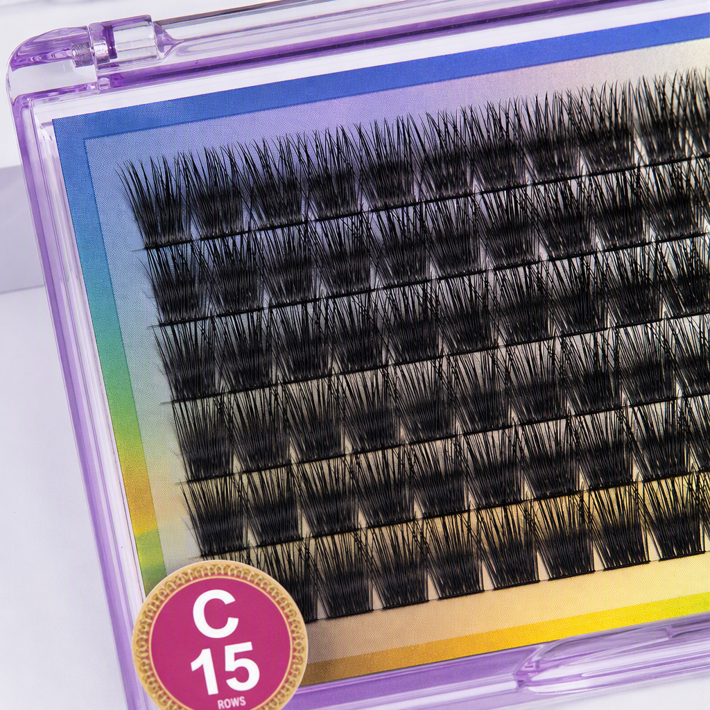 The front and back of the navina brand false eyelash DN601C curly thick black curl transparent plastic box display combination picture Application Scenario