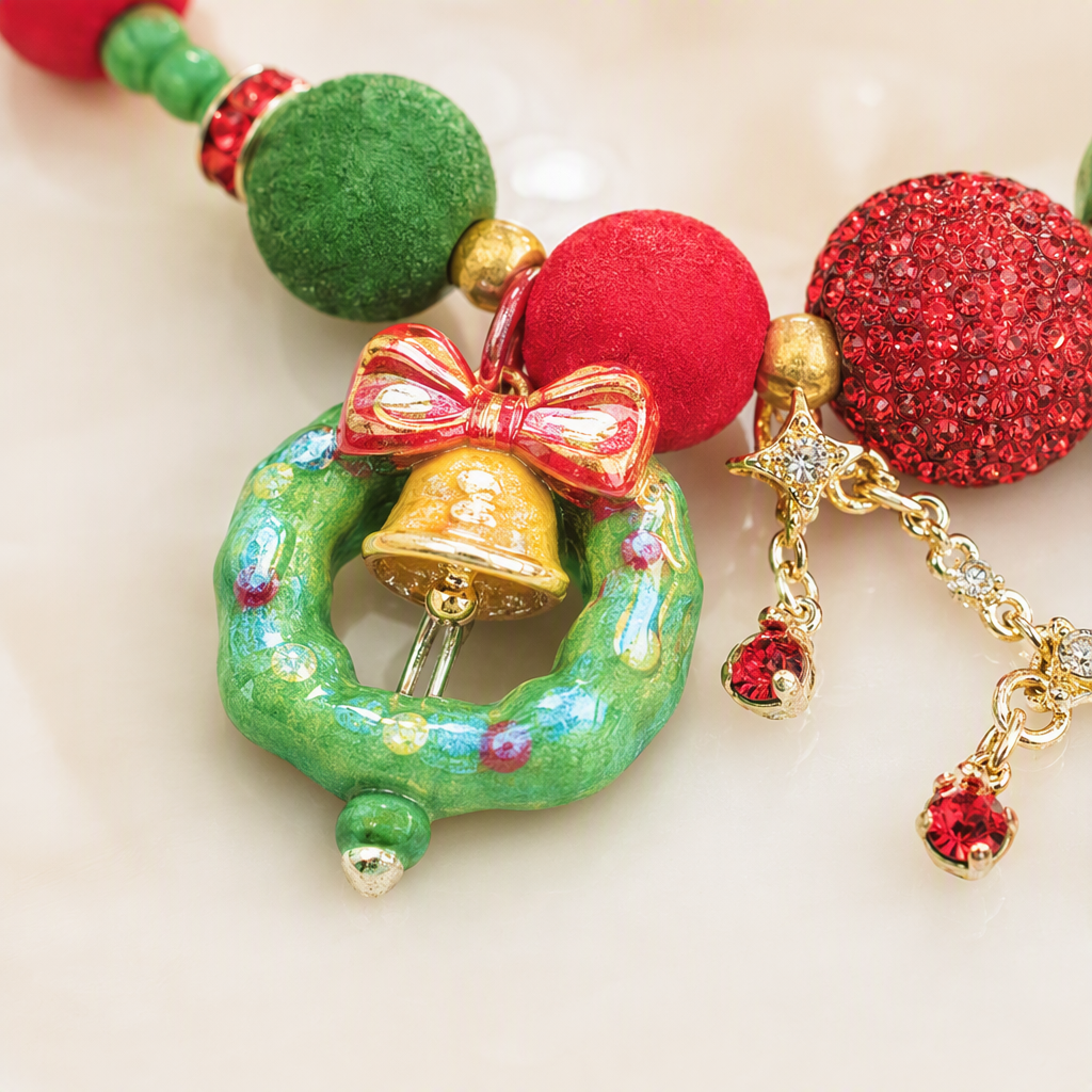 Navidad pulseras color verde rojo navidad temas accesorios regalos de navidad moda artesanal tendencias accesorios Application Scenario