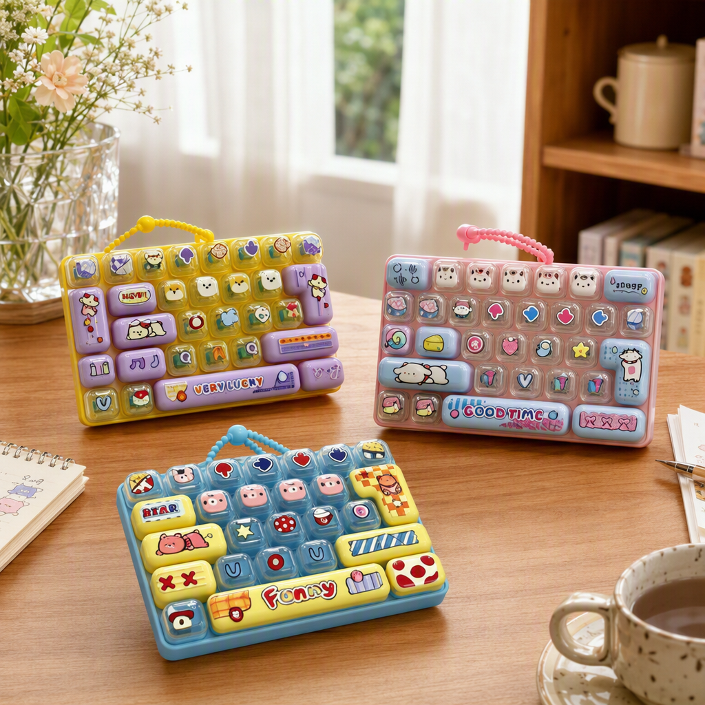 Dibujos animados 26 GRS descompresión tecla teclado juguete mini dedo prensa descompresión mochila escolar colgante juguetes en stock