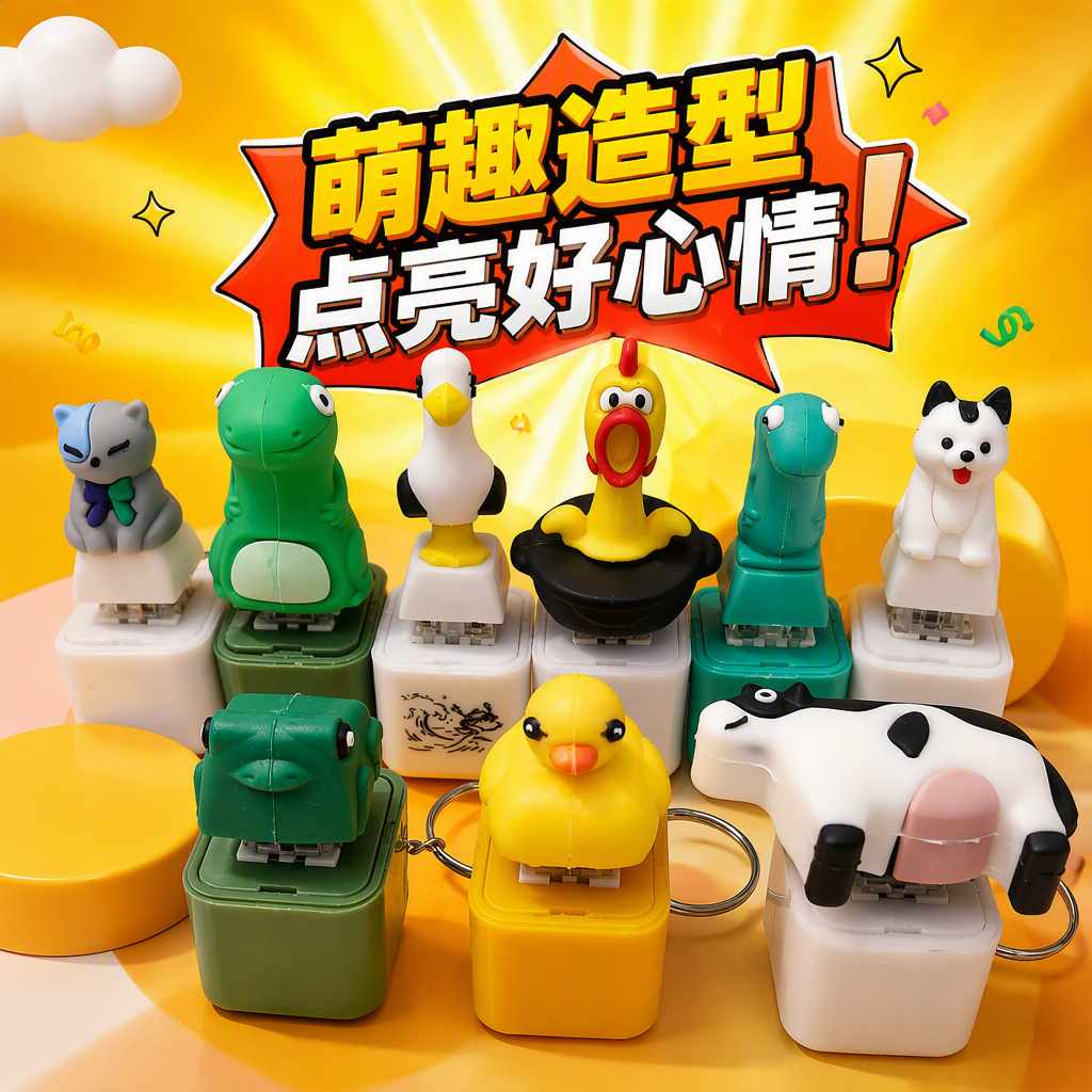 Colorful animal-shaped keycap set, creative and personalized keyboard accessories, fun decoration, office and game gifts Specification image