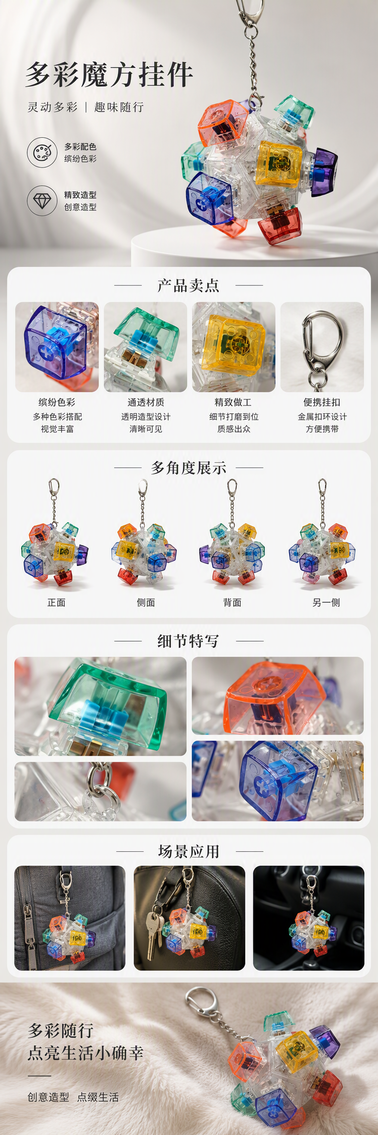 多彩透明积木球形挂饰手工创意装饰儿童玩具礼品摆件详情1