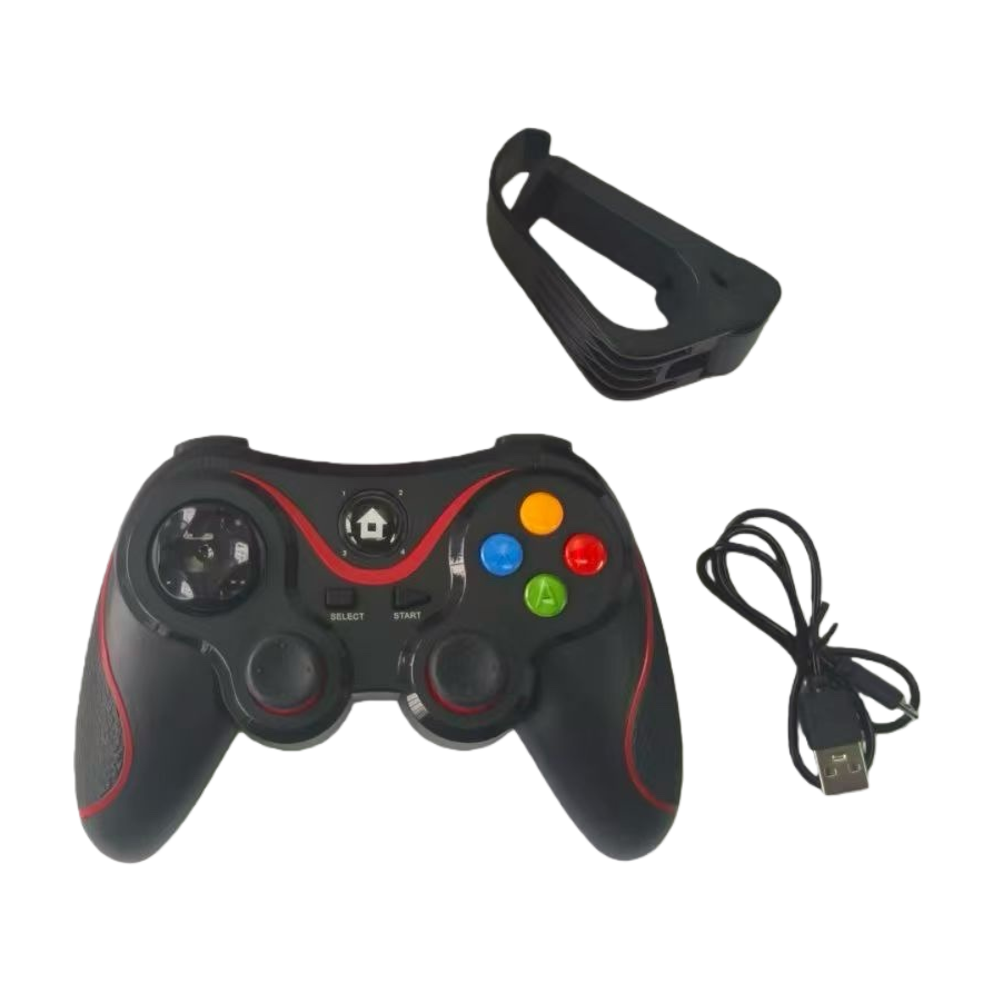 Negro con borde rojo gamepad inalámbrico soporte multi-plataforma vibración sensibilidad alta sensación de la mano cómodo accesorios de juego Item Picture