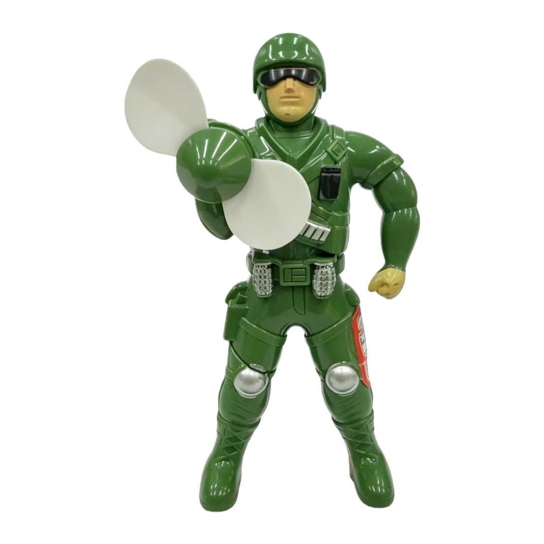 Light military soldier hand pressing fan toy doll, hand-held pressing small fan boy street stall fun toy