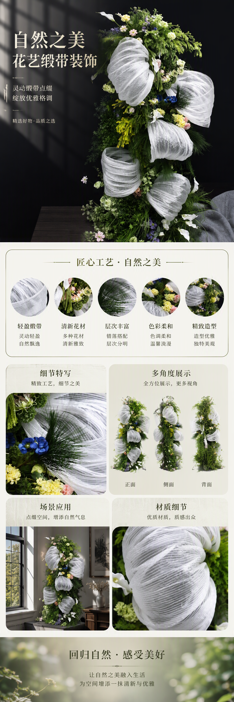 白色褶皱纱幔装饰花艺布艺背景墙婚庆婚礼软装装饰用品详情1