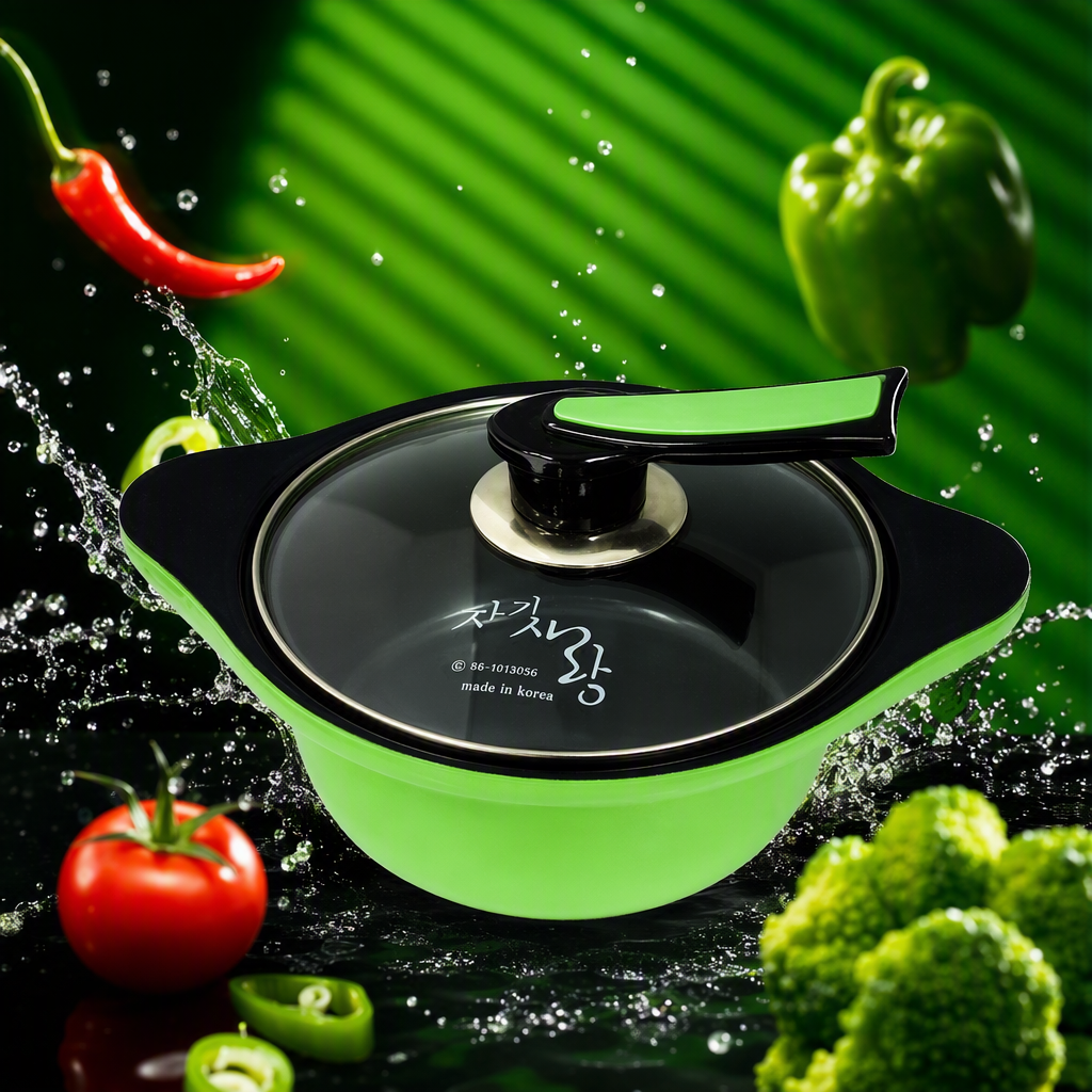 Olla de ampollas de acero inoxidable verde set de levador olla esmaltada cacerola multifunción utensilios de cocina 151630321