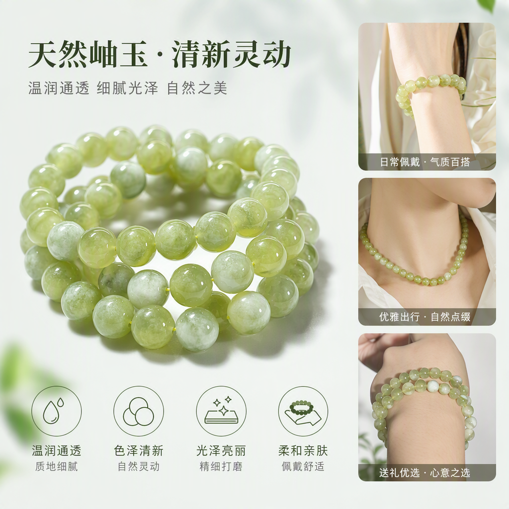 Qingxiuyu tapa de leche pulsera de moda 10mm cuentas redondas natural xiuyu jade pintos de mano versión coreana juventud 100 accesorios pulsera tendencia details Picture