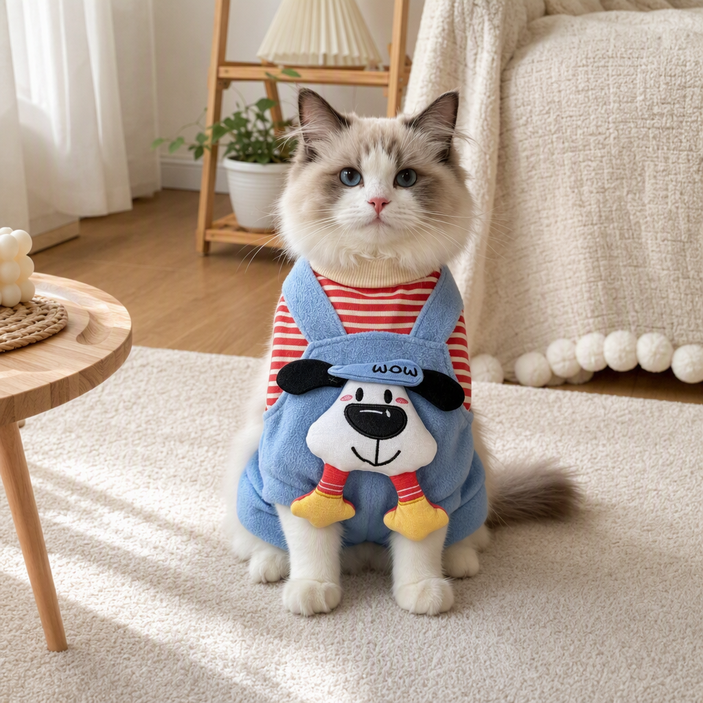 Pet clothing for dogs and cats, thick and warm autumn and winter, calf overalls, waterproof raincoats, frog sweatshirts details Picture