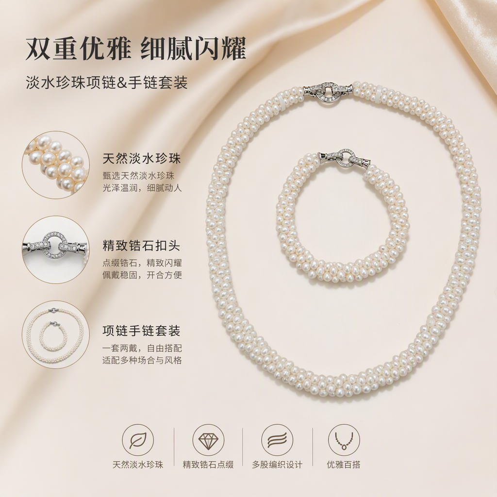 Collar de perlas blancas pulsera set elegante temperamento boda regalo moda mujer accesorios accesorios set