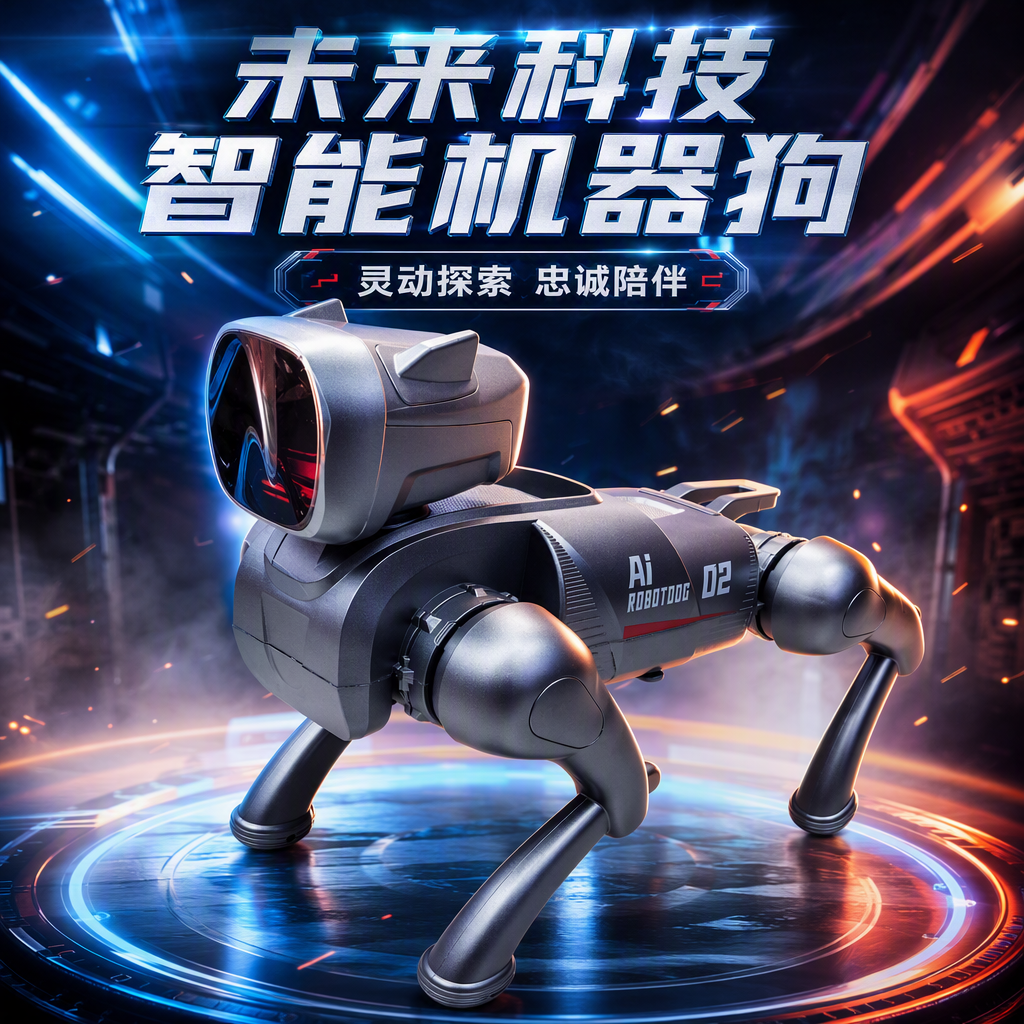 Intelligent quadruped robot pet dog grey high-definition simulation children's toy for companionship and interaction, durable and drop-resistant Specification image