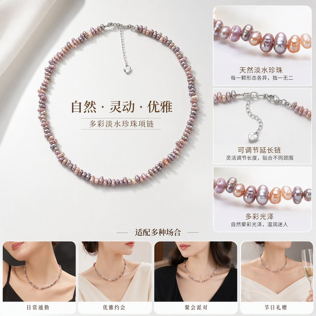 This fashionable and colorful pearl necklace is versatile for women, trendy, simple and elegant. It makes perfect gifts, accessories and ornaments