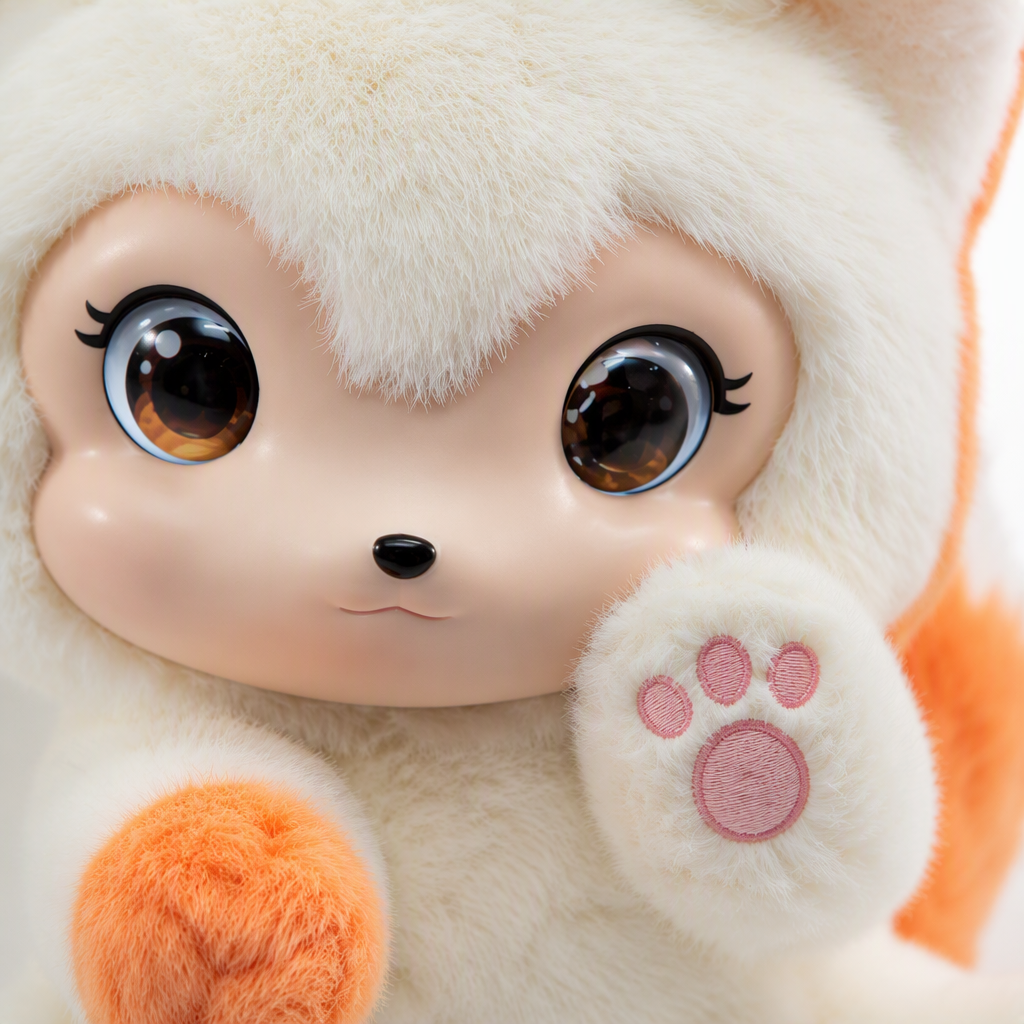 Cute plush fox dolls, white base ornaments, soft and adorable throw pillows, children's gift collectibles Application Scenario