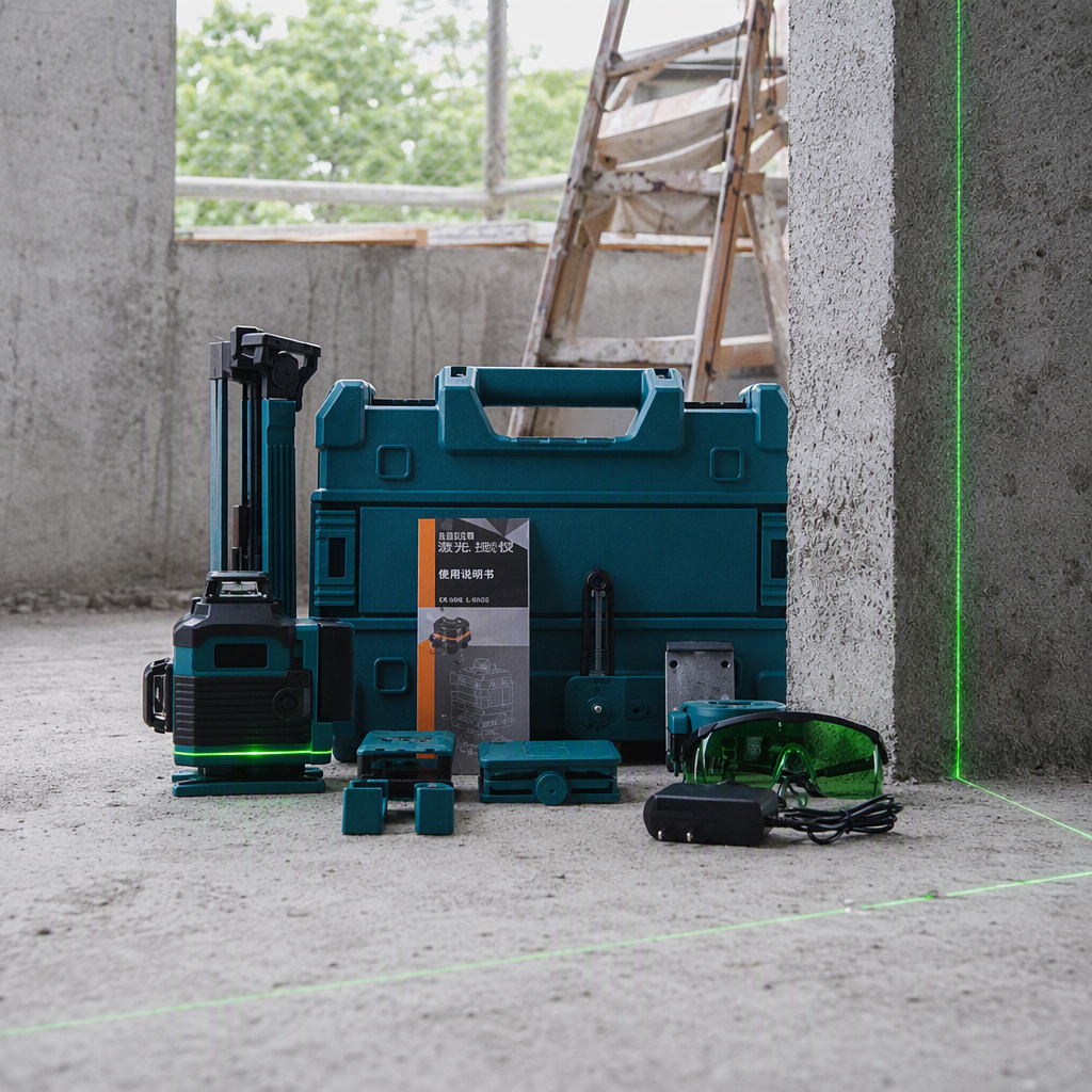 The multi-functional turquoise laser level set is a professional measurement auxiliary tool and a portable construction auxiliary equipment details Picture