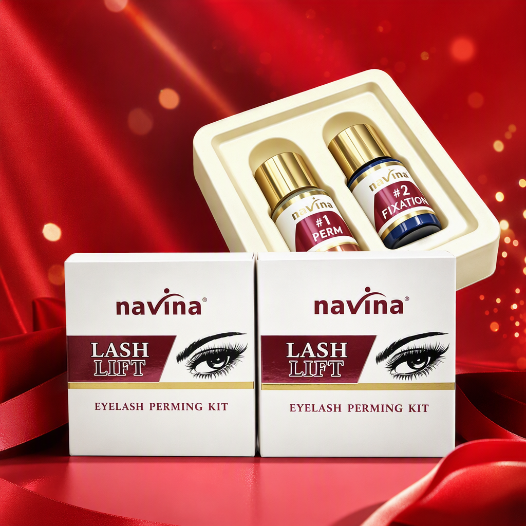 navina professional superciliar de larga duración roll up caja blanca tapa dorada diseño de la botella logo de la marca soporte duradero maquillaje natural encanto Specification image