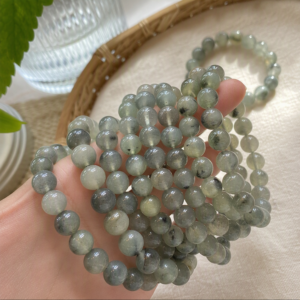 10mm natural ink-wash jade bracelet, fashionable bracelet, simple jewelry for boys and girls, trendy and versatile accessory Specification image
