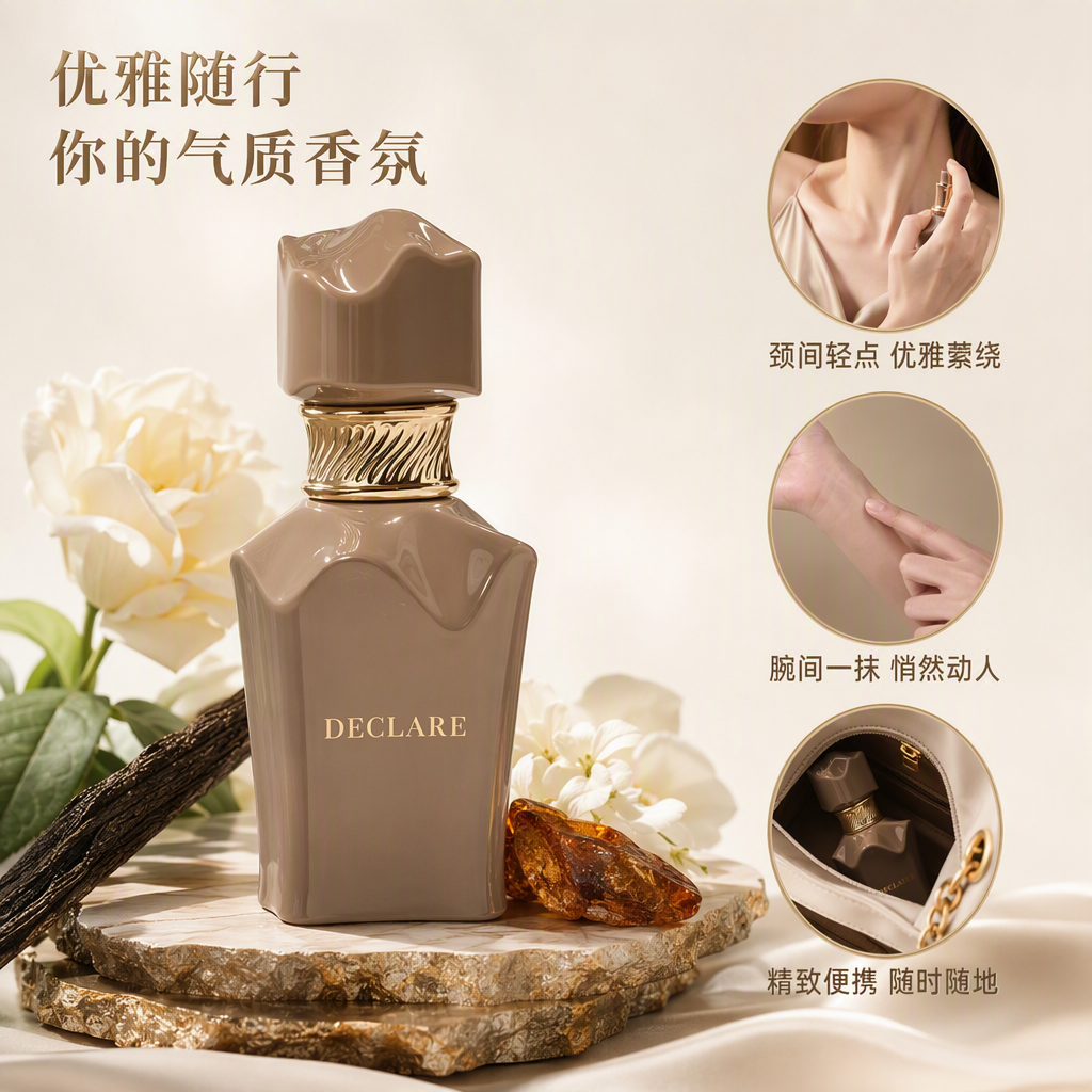 Elegant beige perfume bottle with exquisite packaging box, fashionable and simple fragrance gift box set